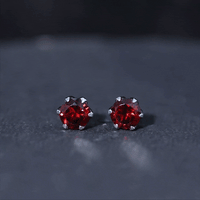 Genuine 3.4 Carat Round Cut Garnet Solitaire Stud Earrings