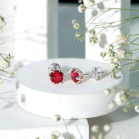 2.7 Carat Round Cut Lab Created Ruby Stud Earrings for Women