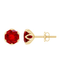 2.7 Carat Round Cut Lab Created Ruby Stud Earrings for Women