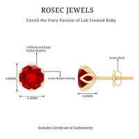 2.7 Carat Round Cut Lab Created Ruby Stud Earrings for Women