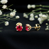 2.7 Carat Round Cut Lab Created Ruby Stud Earrings for Women