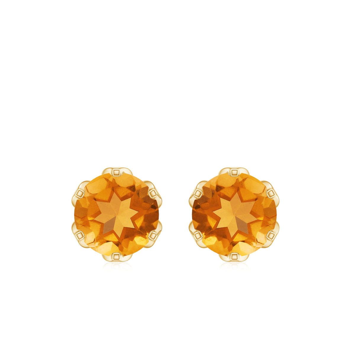 6 MM Lotus Basket Set Solitaire Citrine Stud Earring