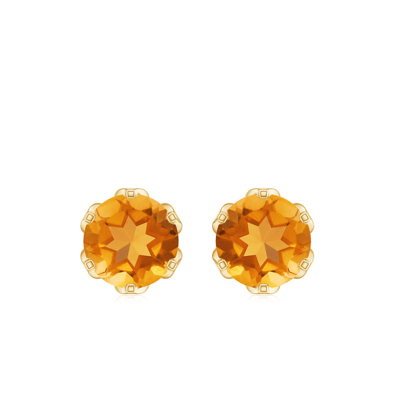 Rosec Jewels 6 mm lotus basket solitaire citrine stud earrings showcasing sparkling citrine gemstones in a classic earring setting