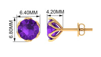 1.50 CT Martini Set Amethyst Solitaire Stud Earrings For Women
