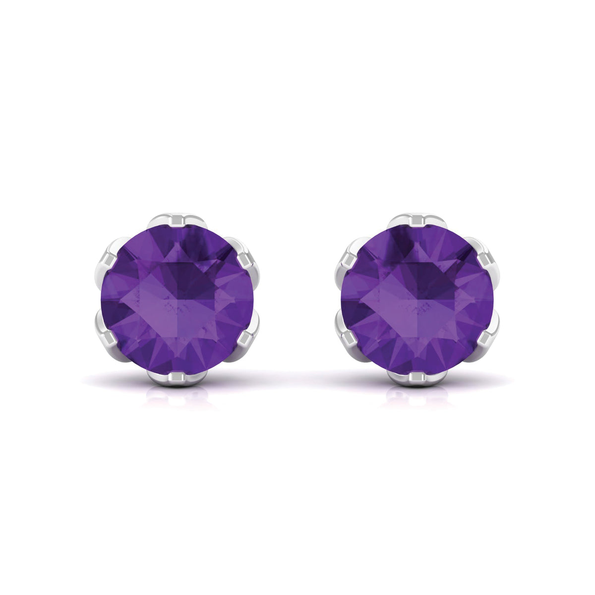 1.50 CT Martini Set Amethyst Solitaire Stud Earrings For Women