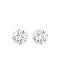 Moissanite Solitaire Stud Earrings in Lotus Basket Setting