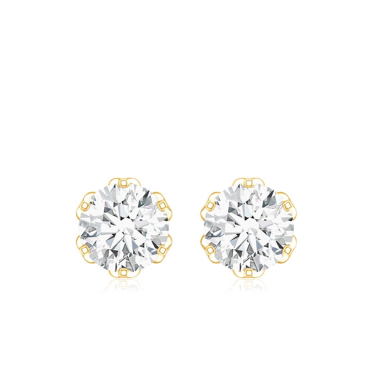 Moissanite Solitaire Stud Earrings in Lotus Basket Setting