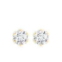 Moissanite Solitaire Stud Earrings in Lotus Basket Setting