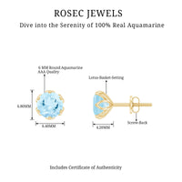 Lotus Basket Set Aquamarine Stud Earrings for Her