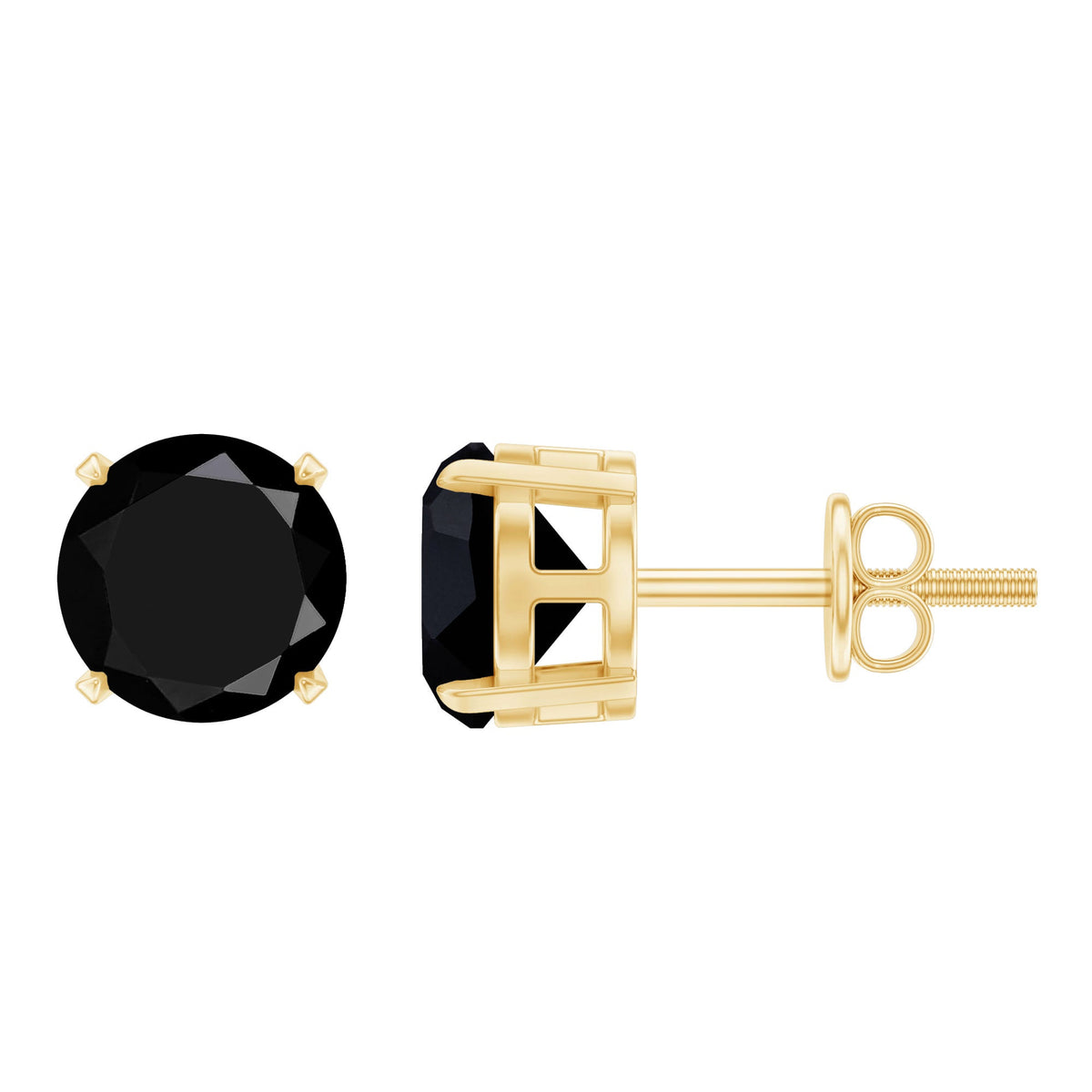 Round shape Lab Grown Black Diamond Solitaire Stud Earrings