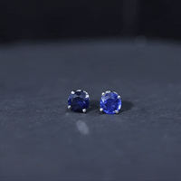 Certified Lab Created Blue Sapphire Stud Earrings in Claw Setting