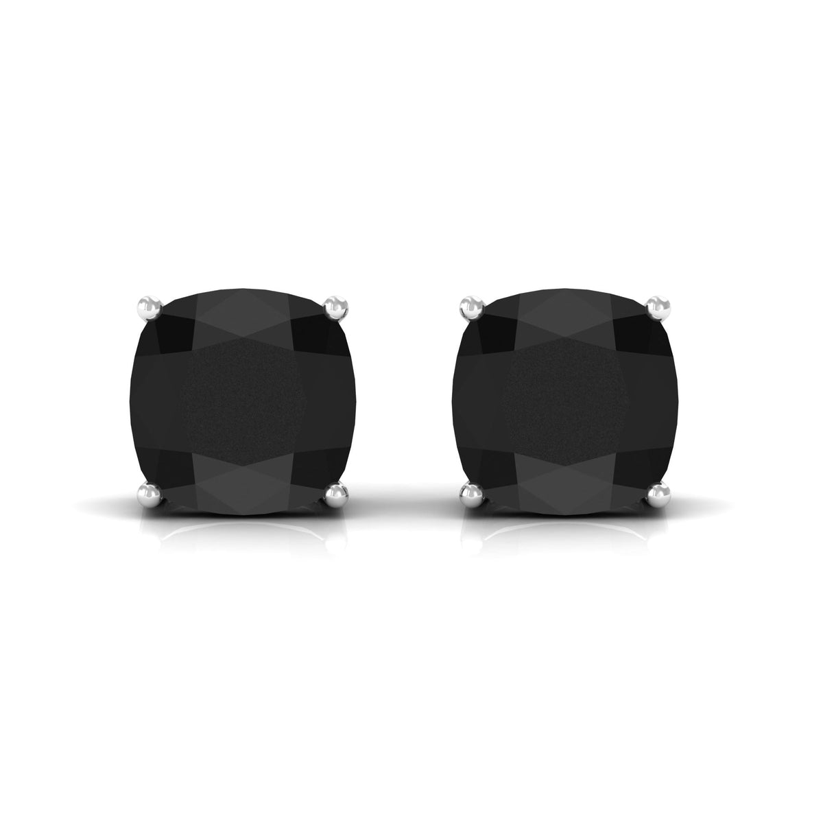 Natural 8mm Cushion Cut Black Onyx Earrings with Screw Back
