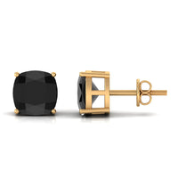 Natural 8mm Cushion Cut Black Onyx Earrings with Screw Back