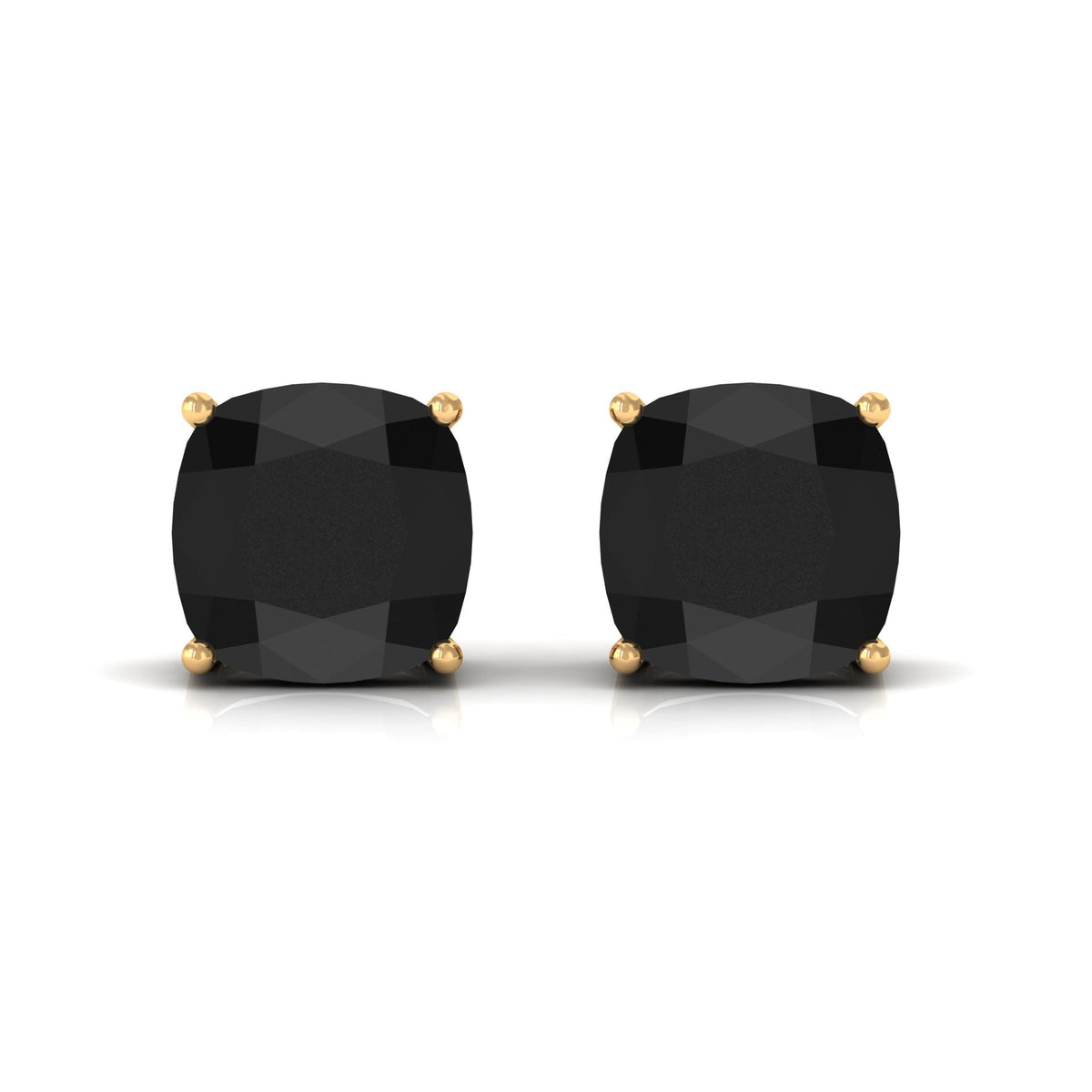Natural 8mm Cushion Cut Black Onyx Earrings with Screw Back