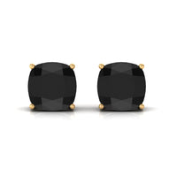 Natural 8mm Cushion Cut Black Onyx Earrings with Screw Back
