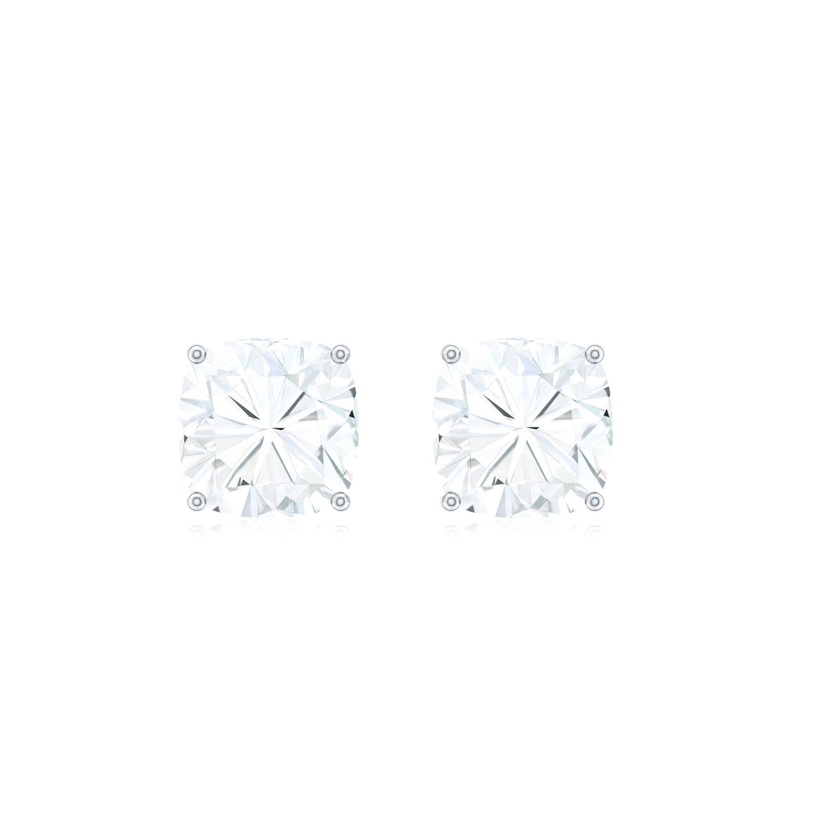 Certified 6 Carat Cushion Cut Moissanite Stud Earrings