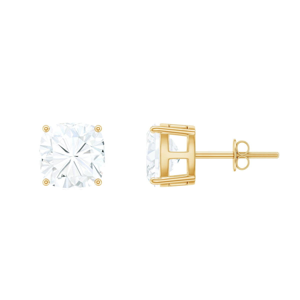 Certified 6 Carat Cushion Cut Moissanite Stud Earrings
