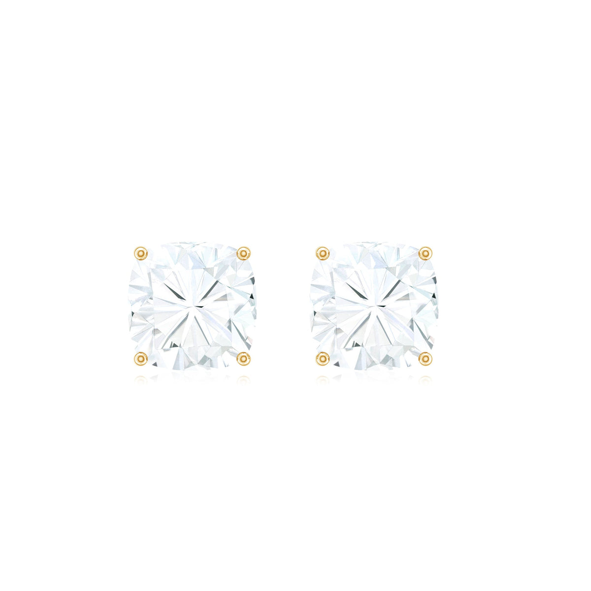 Certified 6 Carat Cushion Cut Moissanite Stud Earrings