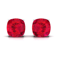 7.5 CT Created Ruby Solitaire Stud Earring in 4 Prong Setting