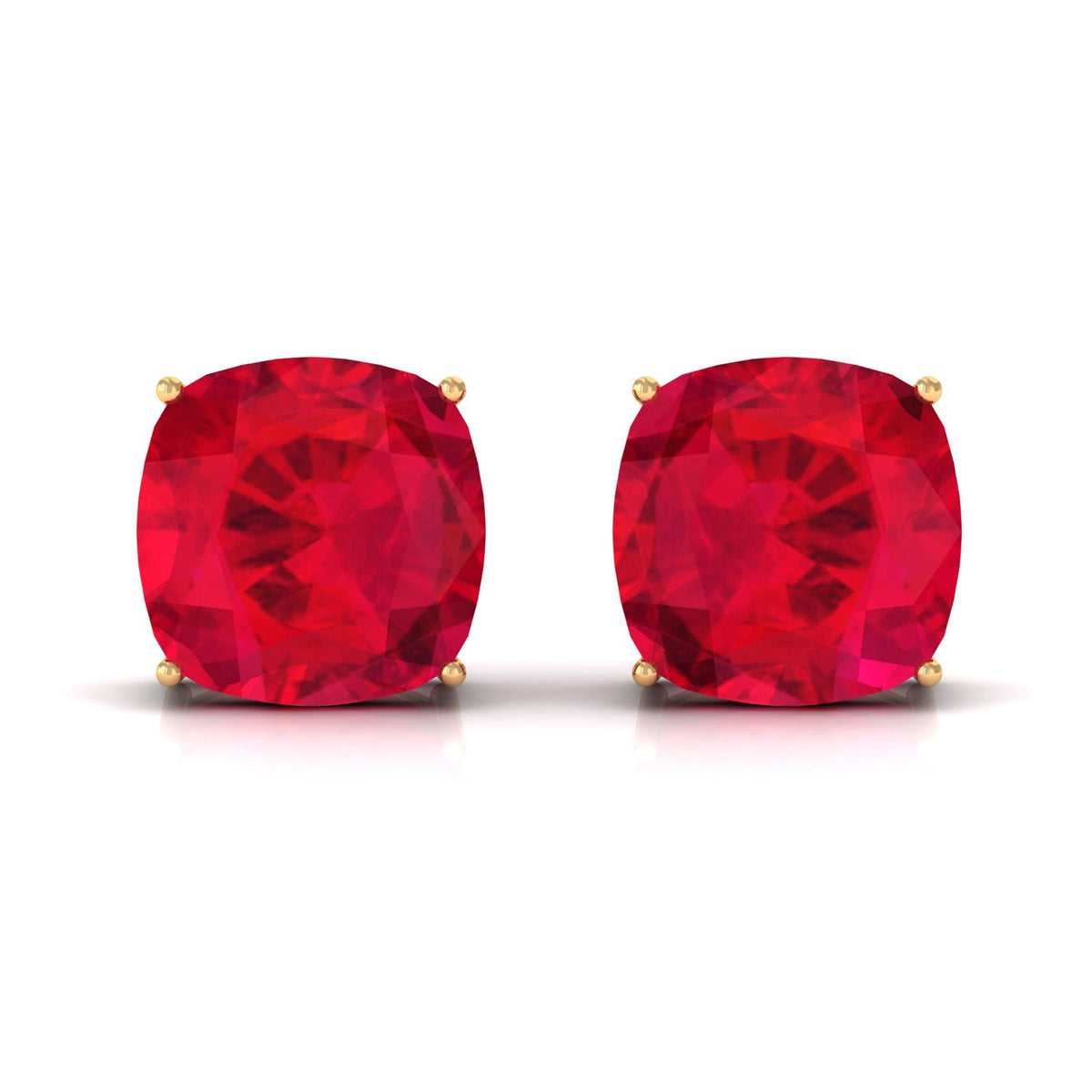 7.5 CT Created Ruby Solitaire Stud Earring in 4 Prong Setting