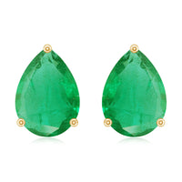 1.3 Carat Pear Cut Emerald Solitaire Stud Earrings