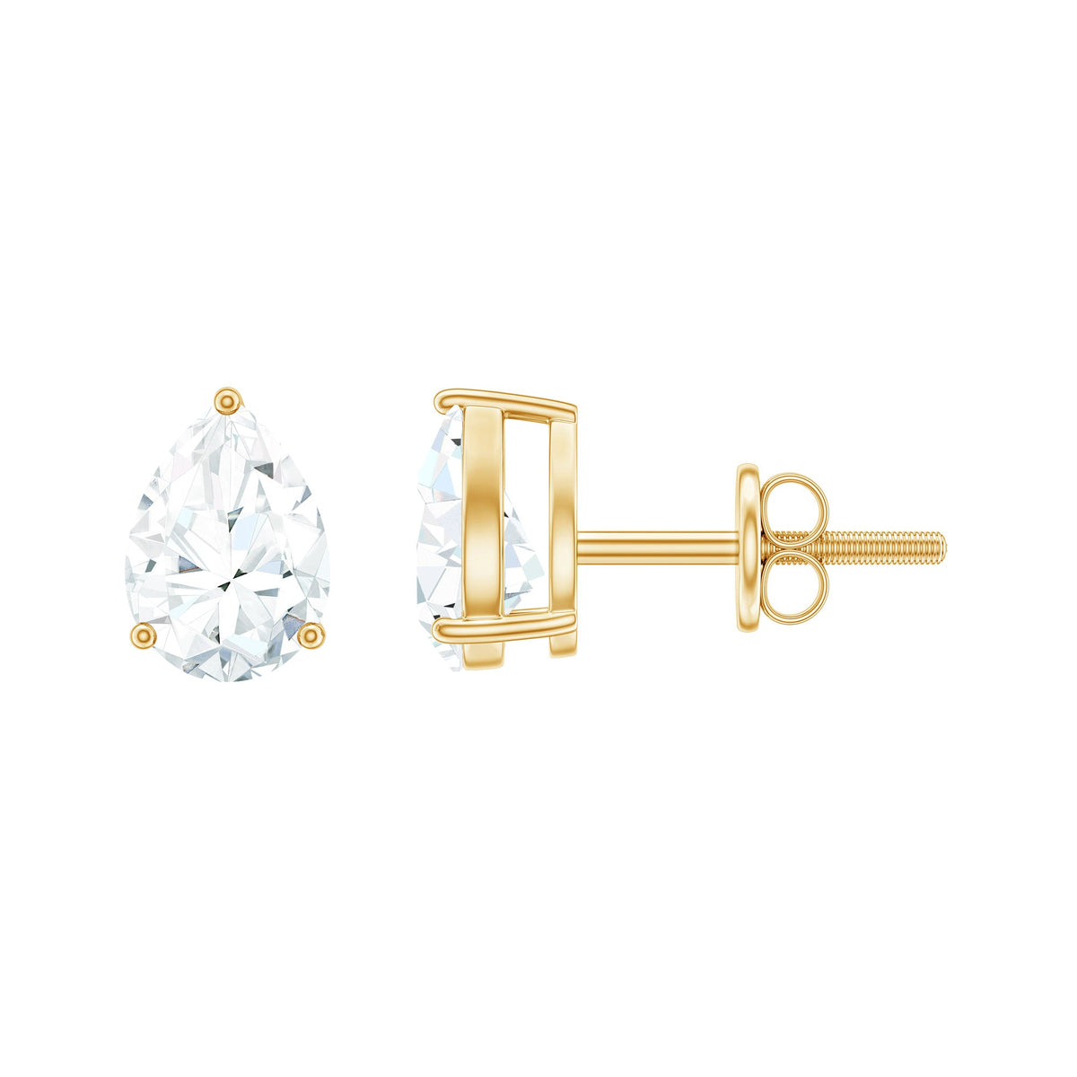 1.5 Carat Pear Cut Moissanite Teardrop Stud Earrings