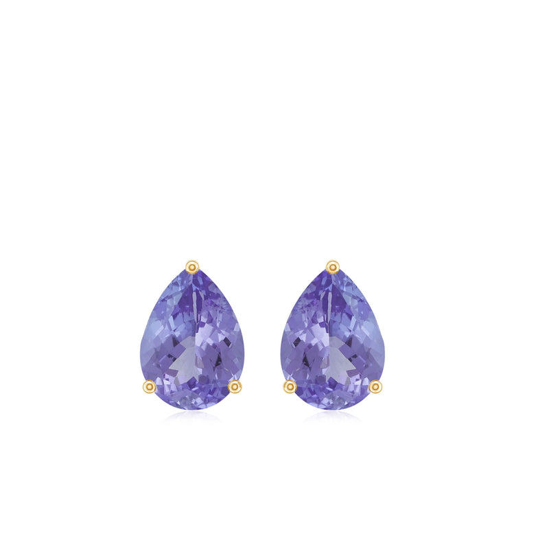 Pear-shaped Tanzanite stud earrings in natural 1.6 carats from Rosec Jewels, featuring vibrant blue-purple gemstones.