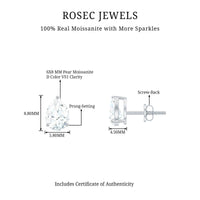 Solitaire Pear Cut Moissanite Stud Earrings