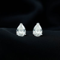 Solitaire Pear Cut Moissanite Stud Earrings