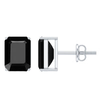 3.36 Carat Lab Created Black Diamond Emerald Cut Stud Earrings