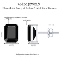 3.36 Carat Lab Created Black Diamond Emerald Cut Stud Earrings