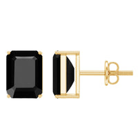 3.36 Carat Lab Created Black Diamond Emerald Cut Stud Earrings