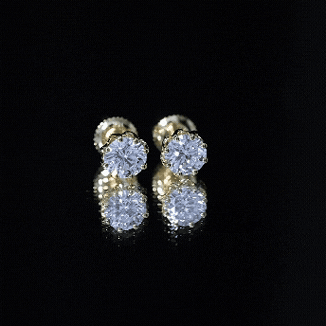 Rosec Jewels Brilliant Cut 1.90 Carat Moissanite Stud Earrings in decorative setting, showcasing sparkling gemstone and elegant design.