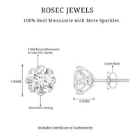 Brilliant Cut 1.90 Carat Moissanite Stud Earrings in Decorative Setting