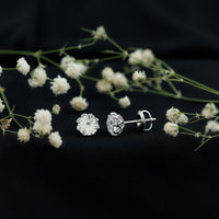 Brilliant Cut 1.90 Carat Moissanite Stud Earrings in Decorative Setting