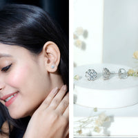Brilliant Cut 1.90 Carat Moissanite Stud Earrings in Decorative Setting