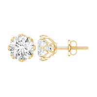 Certified brilliant cut 1.9 carat moissanite solitaire stud earrings by Rosec Jewels featuring sparkling gemstone settings.