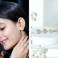Certified brilliant cut 1.9 carat moissanite solitaire stud earrings by Rosec Jewels, showcasing sparkling gemstone and elegant design.