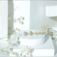 Certified brilliant cut 1.9 carat Moissanite solitaire stud earrings by Rosec Jewels, featuring sparkling gemstone set in classic earrings.
