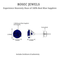 Blue Sapphire Solitaire Stud Earrings