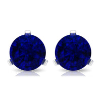 Blue Sapphire Solitaire Stud Earrings