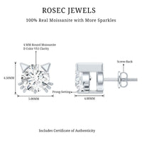 Dainty Round Shape Moissanite Cat Stud Earrings