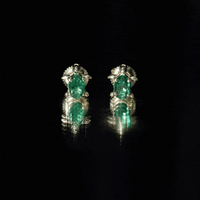 1 Carat Oval Shape Lab Created Emerald Cute Turtle Stud Earrings