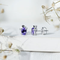 1.2 Carat Lab Created Blue Sapphire Turtle Stud Earrings