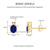 1.2 Carat Lab Created Blue Sapphire Turtle Stud Earrings