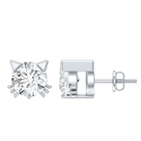 Natural Diamond Cat Stud Earrings