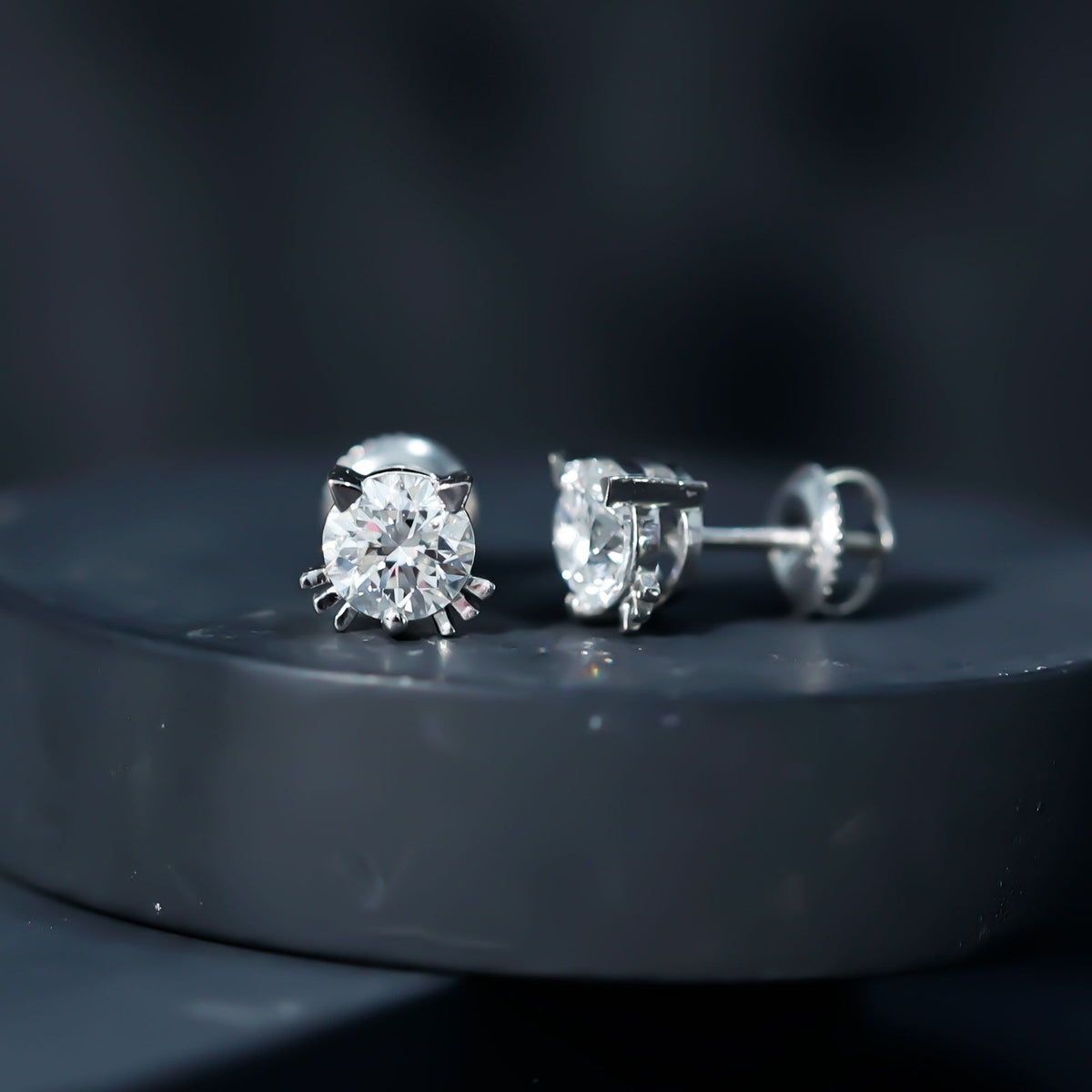 Natural Diamond Cat Stud Earrings
