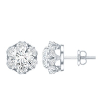 Certified 2 Carat Moissanite Flower Stud Earrings