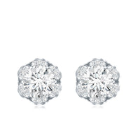 Certified 2 Carat Moissanite Flower Stud Earrings