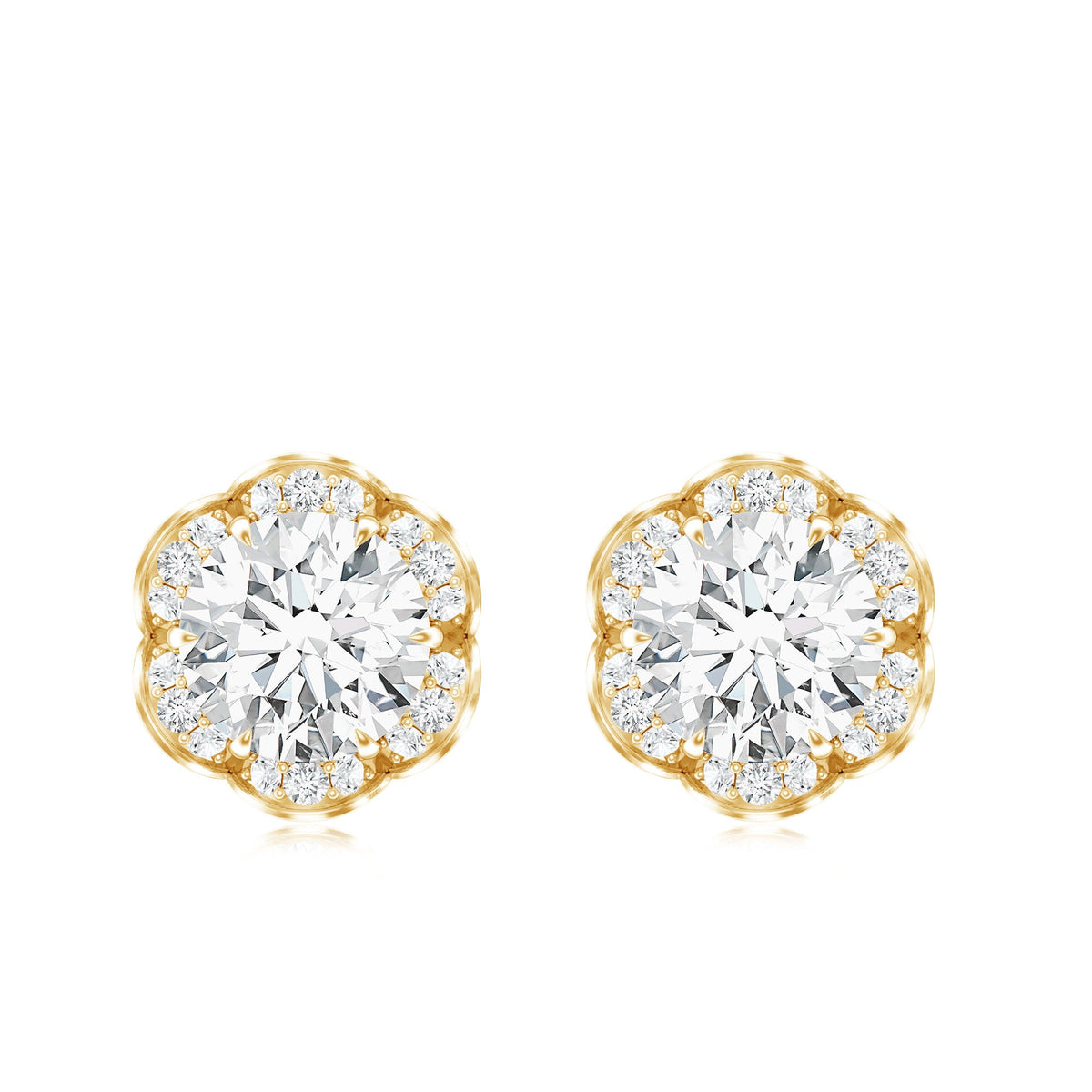 Certified 2 Carat Moissanite Flower Stud Earrings